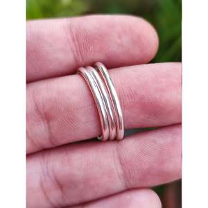 Handmade 925 Sterling Silver Minimalist Stacking <b>Ring</b> Bands Dainty Stackable <b>Plain</b> <b>Ring</b> Sets with Inlay Gift for the Minimalists - Product Image 5