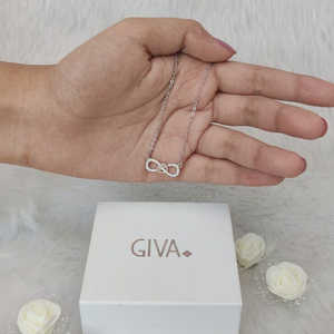 Rose Gold Infinity <b>Heart</b> Pendant <b>Necklace</b> <b>with</b> Diamond Zircon Studded 14K 18K 925 <b>Silver</b> Geometric Design Rhodium Plated - Product Image 1