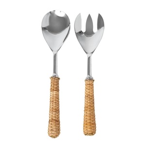 Juego de 4 para servir ensaladas de nácar y metal para cocina y mesa, juego de cubiertos de acero inoxidable de alta calidad para el hogar - Product Image 4
