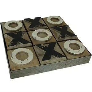 Juego de madera Tic Tac Toe, venta al por mayor, madera de mango macizo, acabado dorado, juego de mesa de café de Color quemado de fuego para adultos - Product Image 6