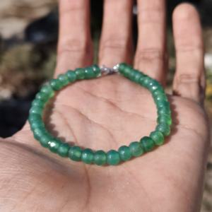 Green Emerald Adjustable <b>Bracelet</b> 6mm Rondelle Beads Plain Natural Color May Birthstone Gift Women & <b>Children</b> Sterling <b>Silver</b> - Product Image 4