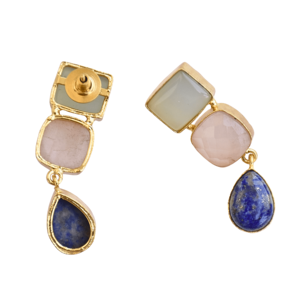 Boucles d'oreilles clous en laiton avec perles, vente en gros, bijoux en pierres précieuses authentiques, plaqué or poli, hypoallergénique, port sûr, vente en gros - Product Image 3