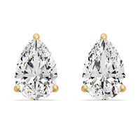 Boucles d'oreilles tendance en diamant poire à trois griffes de qualité supérieure, cultivées en laboratoire, certifiées IGI, couleur D-E-F, en or, or rose, or blanc, argent, pour soirée
