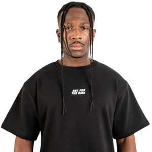 Camiseta Negra Extra Grande para Hombre, 280GSM, Algodón Orgánico, Hombros Caídos, Estilo Urbano, con Estampado de Logotipo Grande en la Espalda - Product Image 5