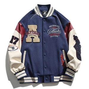 Chaqueta de béisbol lisa de ropa deportiva personalizada de buena calidad/chaqueta universitaria personalizada de temporada de invierno con cuerpo de lana para hombre de alta calidad - Product Image 4