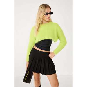 Suéter Corto Informal de Pelo Sintético para Mujer, Cárdigan 100% Poliéster, Talla XS, Transpirable para Otoño e Invierno - Product Image 4