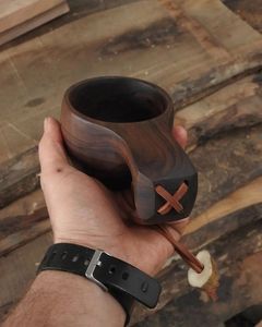 HANDCRAFTED Natural Wood Tea <b>Cup</b> Wooden for Wine <b>Coffee</b> Water Hot Cold Drinks Drinking Mug, Japanese Style Wood Tea <b>Cup</b> - Product Image 6