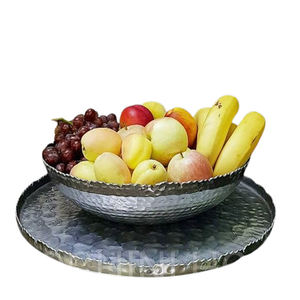 Texture martelée argent plaqué ustensiles de cuisine Table à manger bol en aluminium métal céramique bols japonais bords cassés - Product Image 1