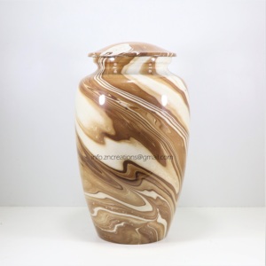 Urne funéraire adulte en aluminium recouvert de cuir de haute qualité pour cendres humaines impression personnalisée urne funéraire en laiton fournitures funéraires inde - Product Image 4