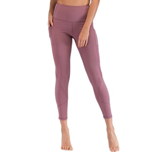 Women Mesh Panel Yoga <b>Leggings</b> <b>with</b> Side <b>Pockets</b> – Wholesale Activewear Fitness Workout Pants <b>with</b> Custom Logo Service - Product Image 2