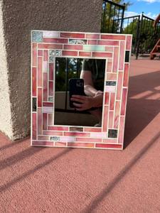 Miroir mosaïque argent, miroir mosaïque rond - Product Image 3