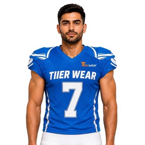 Maillot de football américain unisexe style Quarterback léger extensible sublimé antibactérien respirant à manches courtes Gridiron - Product Image 1