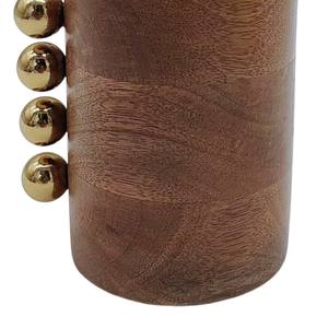 Modern Cylinder Wooden <b>Bakhoor</b> Burner Gold Beaded Accents Mabkhara Arabic <b>Oud</b> Incense Holder Luxury Charcoal Censer Home Decor - Product Image 6