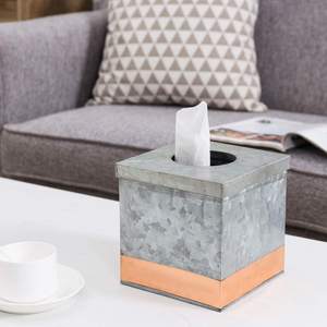 Caja de pañuelos galvanizada de hierro de diseño elegante para decoración de mesa de hogar y boda soporte de papel de seda Rectangular hecho a mano - Product Image 4