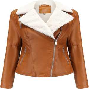 2025 Wholesale Fox <b>Fur</b> Sheepskin <b>Jacket</b> <b>Short</b> Leather Coat <b>Fur</b> Coat Women's Coats BROWN leather <b>jacket</b> foe womens OEM - Product Image 1