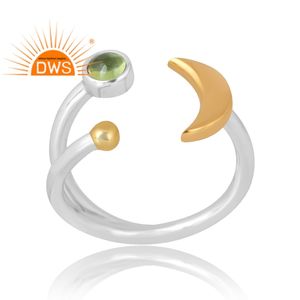 Venta caliente 925 Sterling Selling Anillo de piedras preciosas de peridoto natural Joyería personalizada para mujeres Regalo para ella - Product Image 1