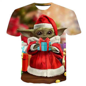 Camiseta unisex Feliz Navidad en algodón de punto rojo con logotipo impreso para ropa de hombre - Product Image 3