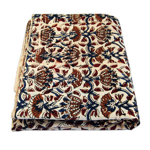 Sanganeri Floral Block Printed Cotton Fabric Handmade White High-quality Suit <b>Curtain</b> Shirt Bag Making Running Voile Material - Product Image 1