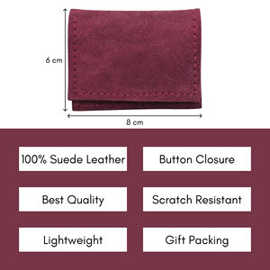 Bolsa de regalo de cuero de gamuza roja oscura hecha a mano, bolsas con cierre de botón de joyería personalizada, bolsa con logotipo personalizado para embalaje de joyería - Product Image 2