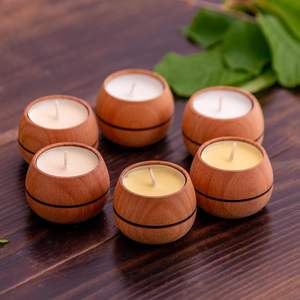 Candelabros de madera hechos a mano para velas votivas y velas de té Juego de 6 candelabros indios hechos a mano - Product Image 6