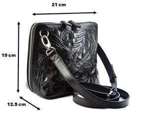 Bolso cruzado Amelita para mujer, de cuero genuino tallado a mano, de alta calidad artesanal, acabados de lujo, con herramientas manuales. - Product Image 2