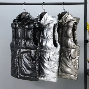 Calidad Moda Invierno Desgaste Abajo Puffer Chaqueta con capucha Chaleco Media chaqueta sin mangas para hombres Chaquetas sin mangas Puffer - Product Image 5