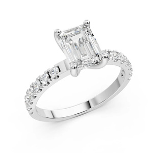 Bague en argent 925 avec diamant de laboratoire certifié IGI, plaquée or, modèle Sovereign - Product Image 1