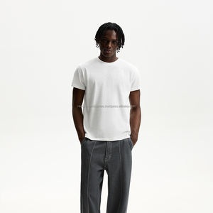 Camisetas de manga corta con cuello redondo de algodón 100% personalizadas para hombre, ropa de calle de 260g, camiseta teñida lisa con estampado Digital - Product Image 3