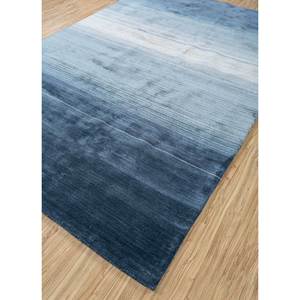 Tapis tufté à la main en laine et viscose à rayures bleues, grand format 9x12 rectangulaire, pour usage domestique, salon, couloir - TNQ-3238 - Product Image 2