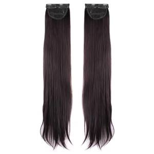 Extension de cheveux humains en soie douce et lisse Remy vierge non traitée, avec patch latéral double, brun naturel, 100%, à 2 clips - Product Image 2