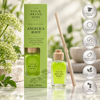 Diffuseur de parfum à la racine d'angélique, marque privée, 45 ml |   Parfum d'ambiance à base de plantes et de balsamique |   Fabricant OEM Espagne