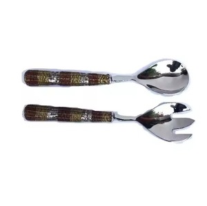 New Arrival Bone Inlay Handle in Antique Finish Salad <b>Server</b> Set in Steel Polished Handles Flatware Steel Salad Set - Product Image 5