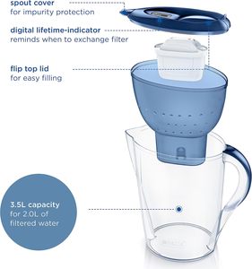 Carafe filtrante à eau BRITA MAXTRA Marella XL, 1x cartouche Pure Performance bleue (3,5L) - Product Image 5
