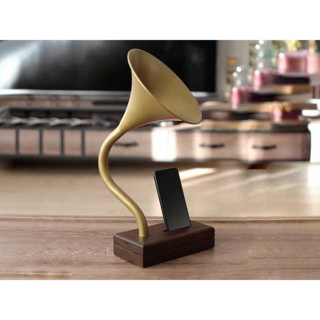 Wholesale Multifunctional Retro Gramophone Phone Speaker Gold High Quality Bedroom Decor for Music Lovers Customizable Logo
