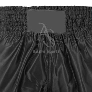 Pantalones cortos de Muay Thai de satén de poliéster ligero para hombre con bordado frontal personalizado Fabricante de pantalones cortos de kickboxing OEM - Product Image 6