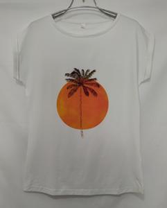 Camiseta básica de cuello redondo de algodón 100% para mujer, Camiseta de punto a la moda de manga corta con estampado de logotipo, estilo informal - Product Image 3