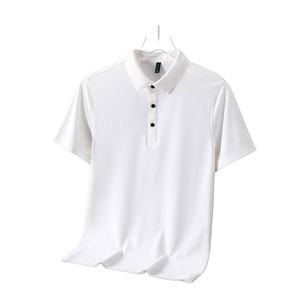 Polo sans couture à manches courtes en soie glacée de haute qualité pour hommes T-shirt décontracté d'affaires d'été pour hommes - Product Image 3