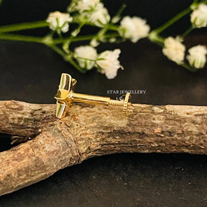 14K or massif diamant naturel étoile nez/oreille goujon bijoux fins. - Product Image 3