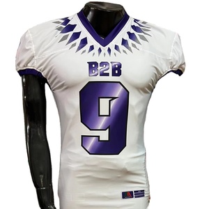 Camiseta de fútbol americano de talla grande, pantalones de sublimación elásticos transpirables bordados, fábrica de fotos reales de manga corta de Pakistán - Product Image 1