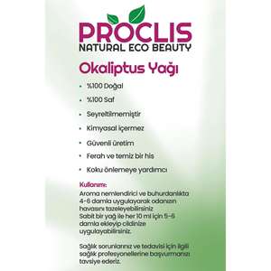 น้ำมันหอมระเหยยูคาลิปตัสบริสุทธิ์ 100% ชุด 2 ชิ้น 2x10 มล. ขนาดเดียว ผลิตในตุรกี - Product Image 1
