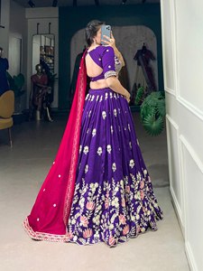 Dernier modèle de choli en soie Vichitra avec broderie de paillettes et de fils, extensible et réversible, pour femmes, idéal pour les occasions de fête, mariage et Diwali - Product Image 5