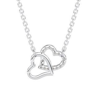 Bijoux fins en argent Sterling 925, collier avec pendentif en pierre de zircon cubique en forme de Double cœur pour femmes, vente en gros d'usine - Product Image 6