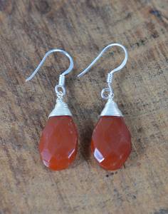 Red Carnelian 925 Sterling Silver Gold Plated Cute Drop Earrings Handmade Women's Fashion Dangle Jewelry <b>Anniversary</b> Gift - Product Image 2