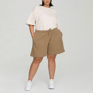 New Arrival Plus Size Women's Casual Shorts Breathable High Waist <b>Drawstring</b> Regular Fit Spandex/Polyester Solid Color 2026 - Product Image 4