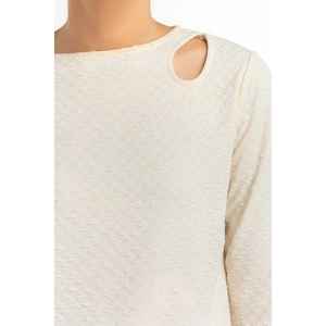 T-shirt court sportif pour femme, style coréen, blanc cassé, taille XL, respirant, tricoté, teint uni, version ajustée 224-216-307 T - Product Image 2