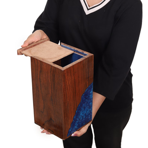Blue Epoxy Rosewood Cremation <b>Urn</b> Handcrafted Memorial funeral <b>large</b> <b>Urn</b> for Human And pet Ashes Memorial keepsake for Humans - Product Image 1