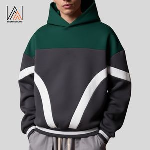Custom Multi Color Men's Streetwear Hoodie Embroidered Rhinestone Color-<b>block</b> Multi Panels Winter Pullover Hooded Collar - Product Image 5