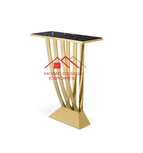 Table console à base de métal doré avec plateau en marbre noir Design de luxe Morden Home Office Hotel Decor Furniture