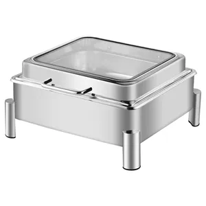 Juego de Recipientes para Buffet de Acero Inoxidable de Lujo, Calentador de Alimentos Eléctrico Hidráulico de 9L y 6L para Catering, Fiestas, Hoteles y Restaurantes - Product Image 1