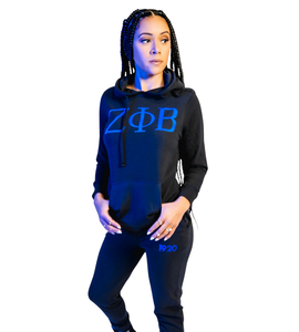 Zeta Phi Beta Sorority femmes 1920 lettre grecque bleu Royal blanc polaire survêtement ensemble sweat à capuche brodé et pantalon de survêtement tenue - Product Image 1